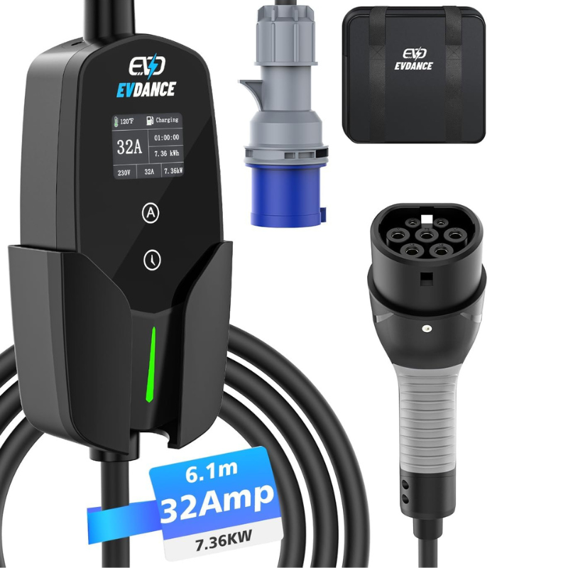 Portable Ev Charger 32A Type 2 Cee Plug - Pengisi daya mobil listrik, EVDANCE 32A