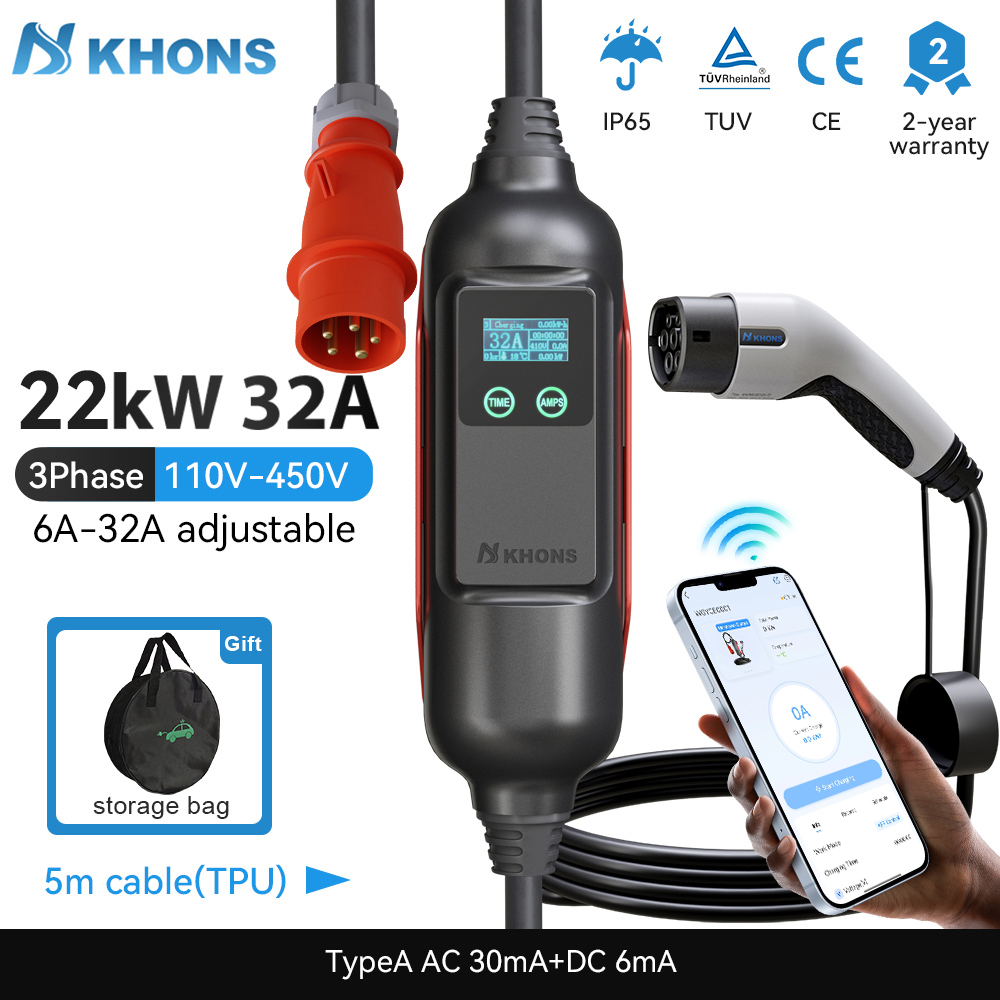 Portable Ev Charger 32A Type 2 Cee Plug - Charger portabel EV tipe 2 32A