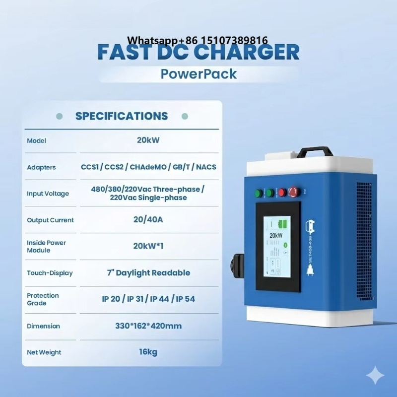 Portable Dc Fast Charger 20Kw Ccs2 - Pengisi Daya Kendaraan Listrik Portabel Rumah