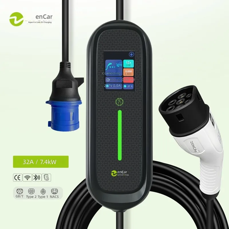 Portable Ev Charger 32A Type 2 Cee Plug - Pengisi Daya EV Portabel 7kW 32A