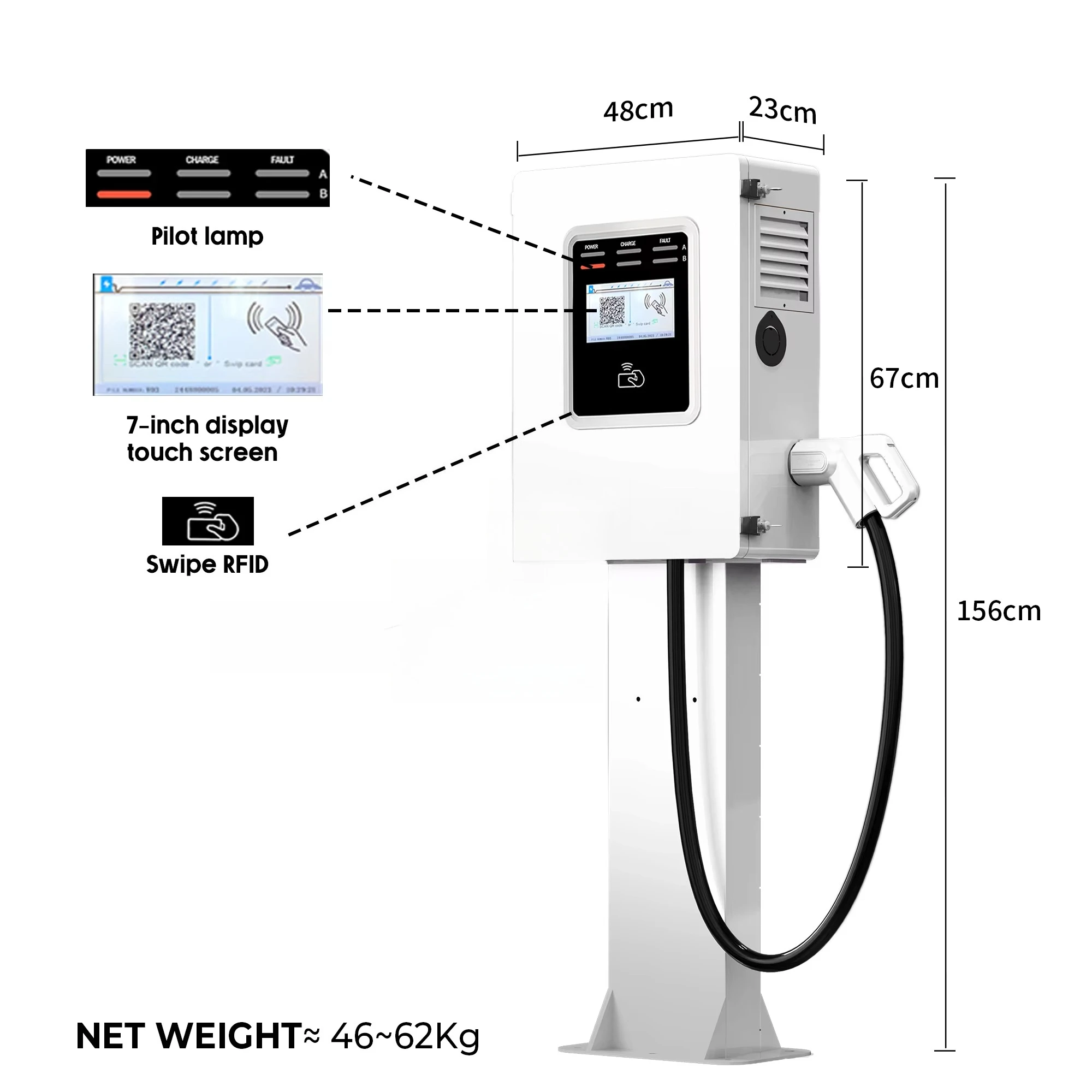 Pengisi Daya EV Cepat Komersia - Dc Fast Charger 30Kw Wallbox Commercial ulasan dan harga