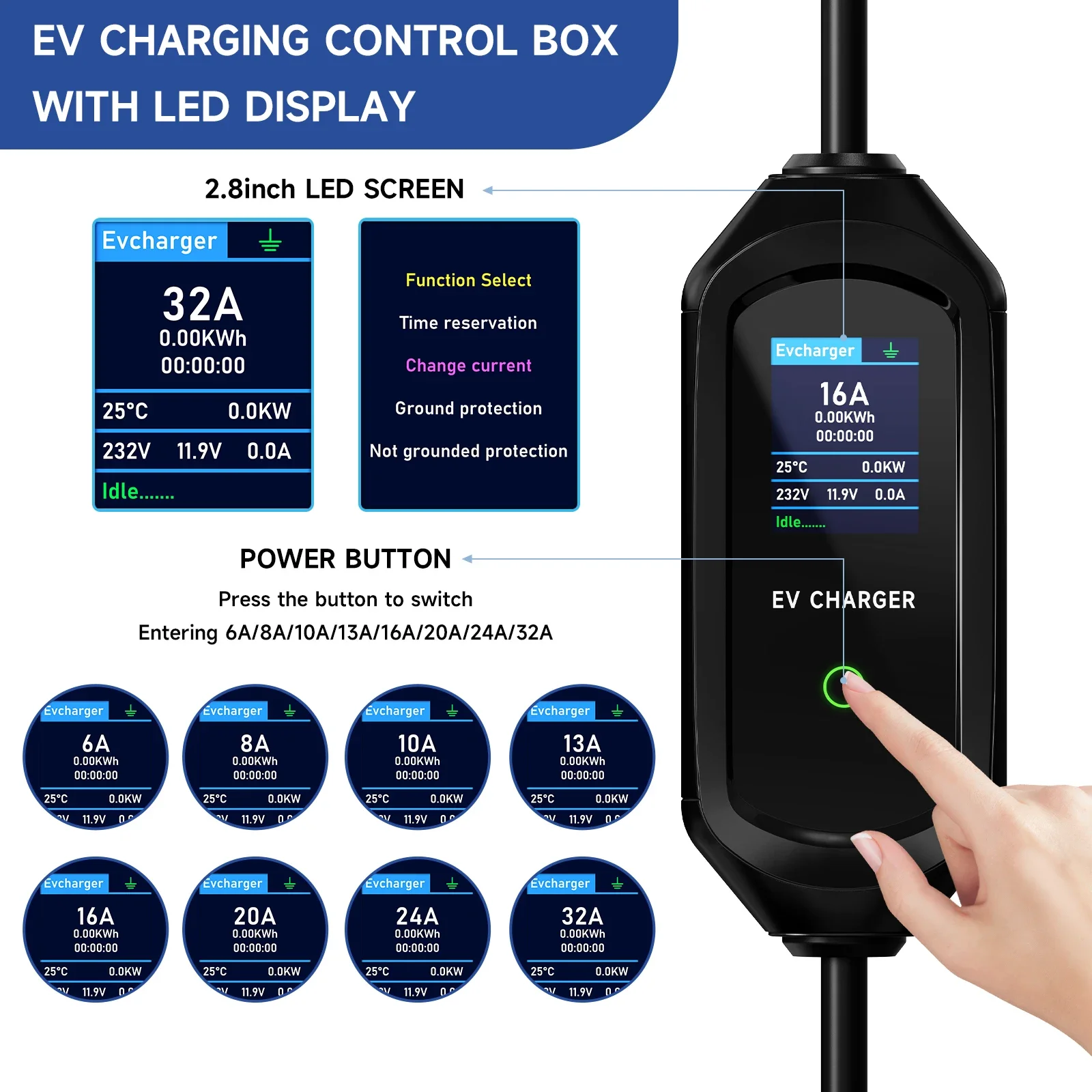 Puppyfc 7.2KW Tipe1 Pengisi Da - Portable Ev Charger 32A Type 2 Cee Plug ulasan dan harga